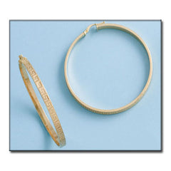 Pendientes Aros oro 18k con greca labrado - 55mm