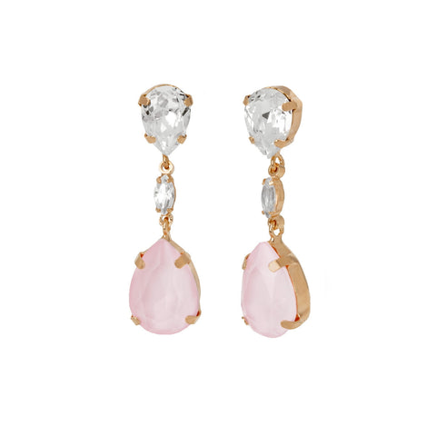 Pendientes plata rosada Victoria Cruz largos blanco y rosa de fiesta para mujer