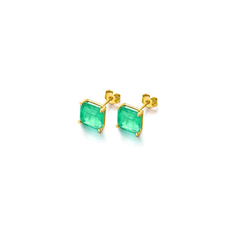 Pendientes de oro 18k Lecarré cuarzo verde esmeralda para mujer