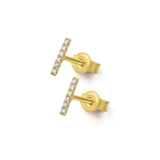 Pendientes de oro 18k Lecarré barra con diamantes para mujer