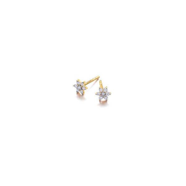Pendientes de oro 18k Lecarré mini roseta con diamantes para mujer