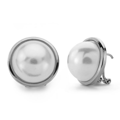 Pendientes de plata MAJORICA  perla blanca con cierre omega para mujer
