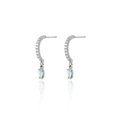 Pendientes Victoria Cruz en plata marquesas azul claro para mujer