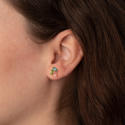 Pendientes plata baño de oro Swarovski multicolor para mujer