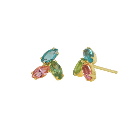 Pendientes plata baño de oro Swarovski multicolor para mujer