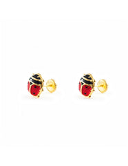 Pendientes Oro 18K de Mariquitas esmaltadas para niña