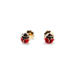 Pendientes Oro 18K de Mariquitas esmaltadas para niña