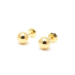 Pendientes de Oro 18k bola de 7mm cierre rosca para niña