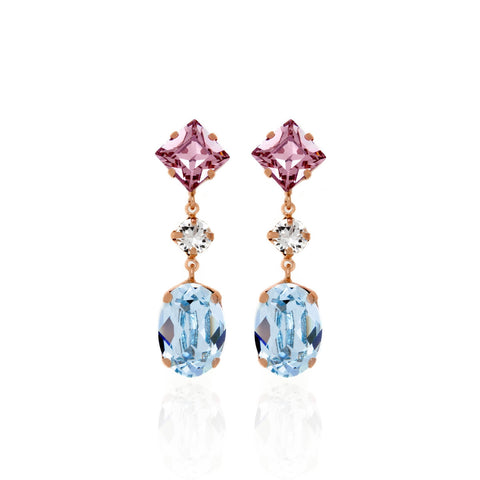 Pendientes plata rosada Victoria Cruz largos de fiesta para mujer