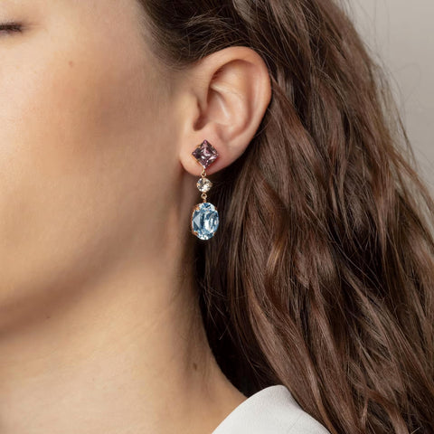 Pendientes plata rosada Victoria Cruz largos de fiesta para mujer