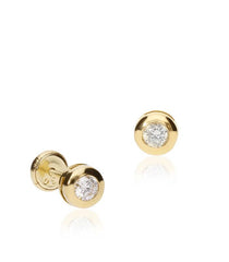 Pendientes de oro bebe CHATON con circonita 3mm