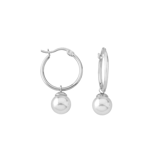 Pendientes aros de plata MAJORICA perla blanca colgante para mujer