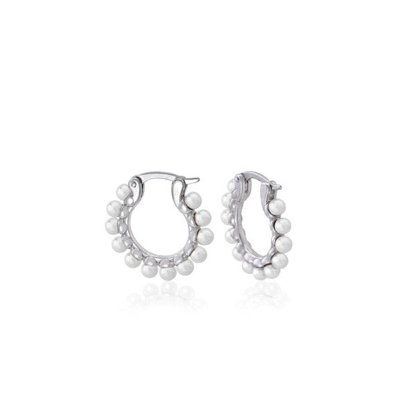 Pendientes aros de plata MAJORICA con perlas blancas para mujer