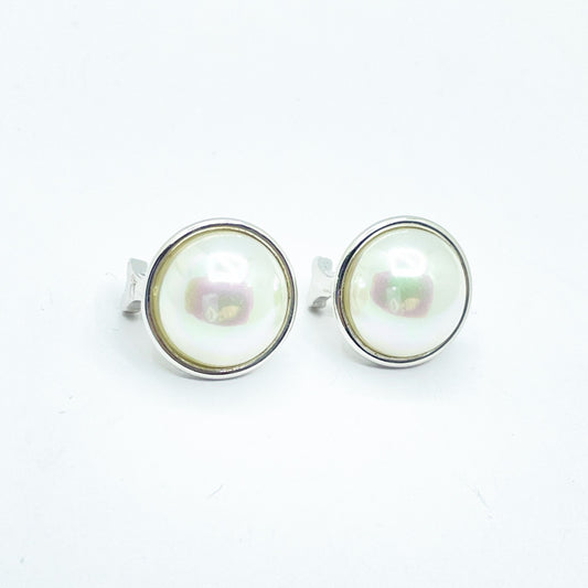 Pendientes de plata MAJORICA  perla blanca con cierre omega para mujer