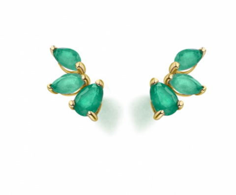 Pendientes trepadores de oro 18k Lecarré esmeraldas verdes para mujer