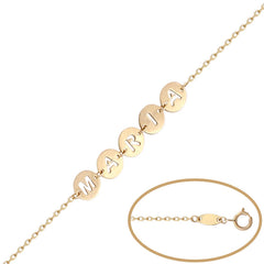 Pulsera de oro 18K personalizable circulos con nombre calado para mujer
