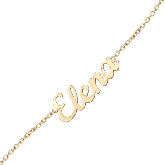 Pulsera de oro 18K personalizable con nombre tallado para mujer