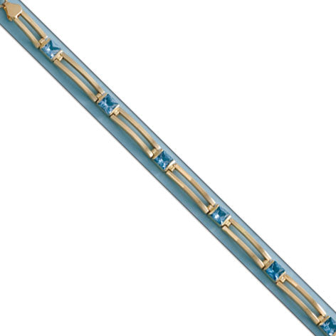 Pulsera de Oro 18k piedras color aguamarina para mujer