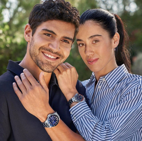 Reloj NOWLEY submariner analógico acero esfera plata bisel rosado para hombre